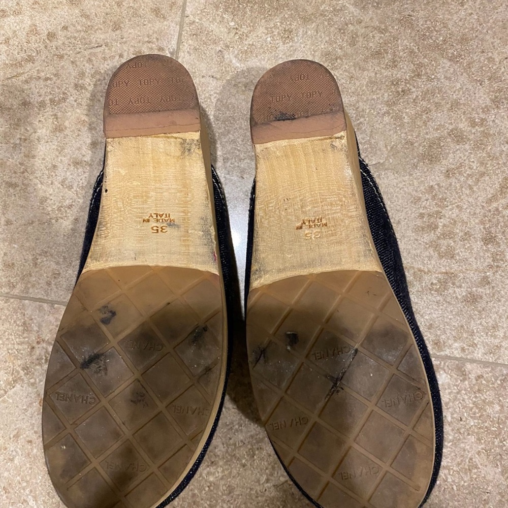 CHANEL Gold and dark Denim Mules - Picture 4 of 4